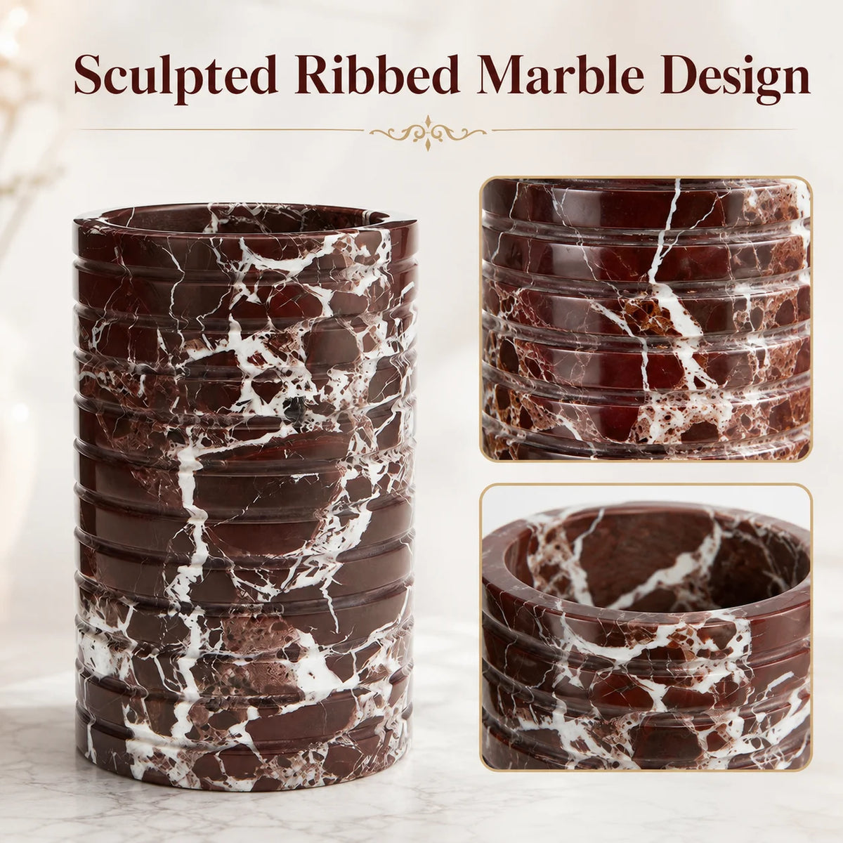 Vellaro Ribbed Natural Marble Bottle Chiller
