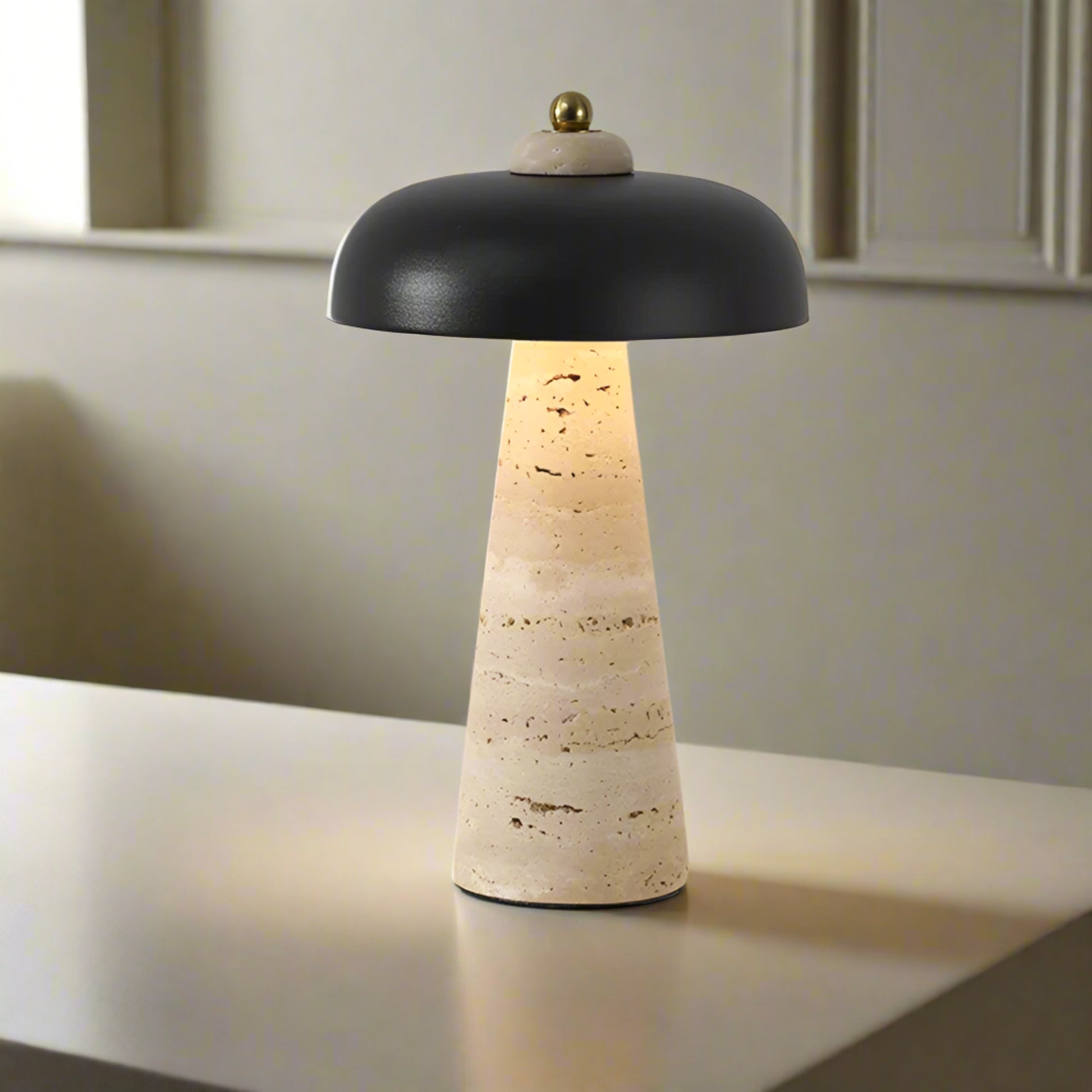 Table lamp displayed on coffee table