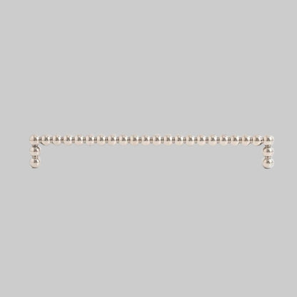 Measurement details of a metallic handle on a white background