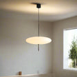 Pendant light with dimensions and specifications on a gray background