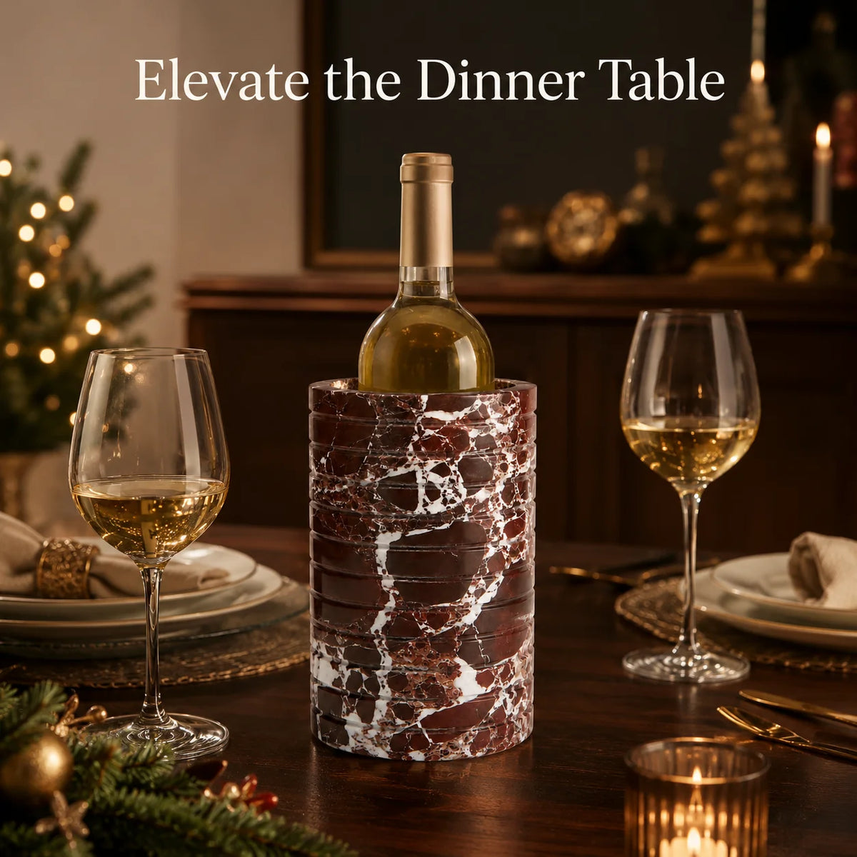 Vellaro Ribbed Natural Marble Bottle Chiller