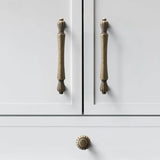 Cabinet doors with brass handles on a white background