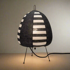 Close-up of the Kōan Rice Paper Table Lamp – Minimalist LED Serenity Light showing iron texture and craftsmanship