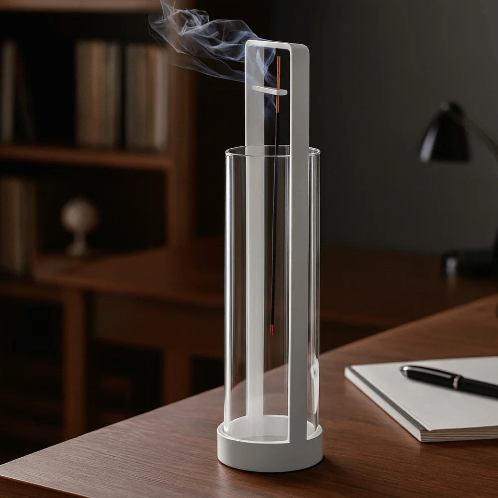 Smoking device on a wooden table with a blurred background