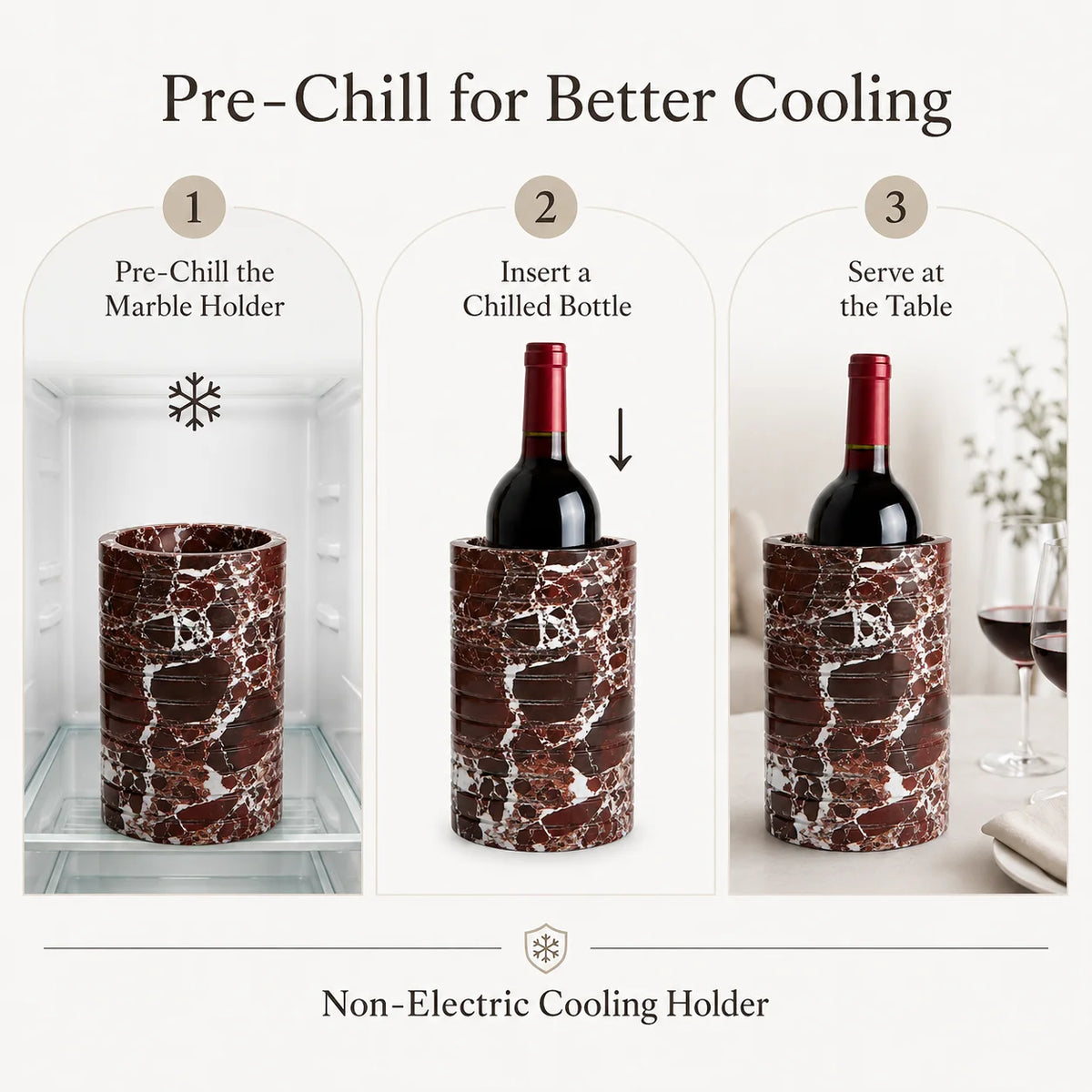 Vellaro Ribbed Natural Marble Bottle Chiller
