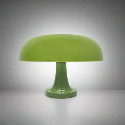 Green table lamp on a neutral surface 

