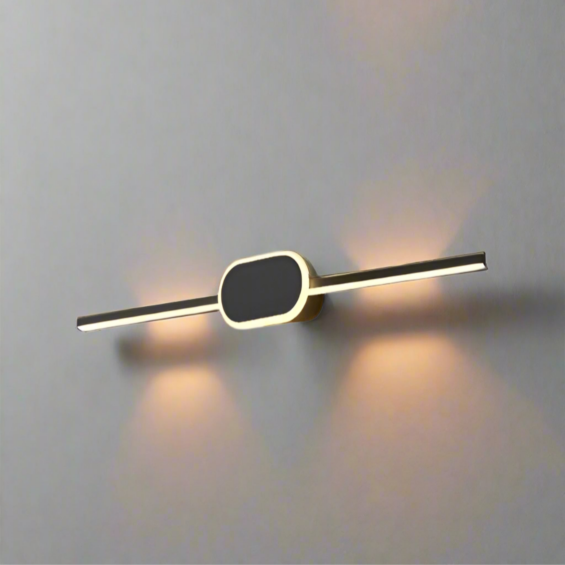 Modern wall light fixture on a gray wall