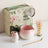 Matcha tea set with a decorative box on a white surface