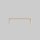 Measurement chart of a beaded handle with dimensions on a white background