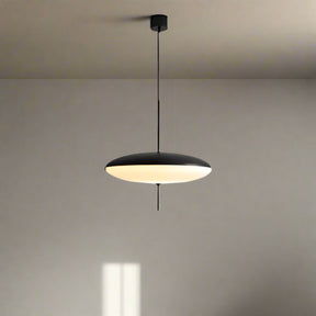 Pendant light with dimensions and specifications on a gray background