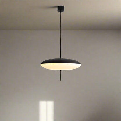 Pendant light with dimensions and specifications on a gray background