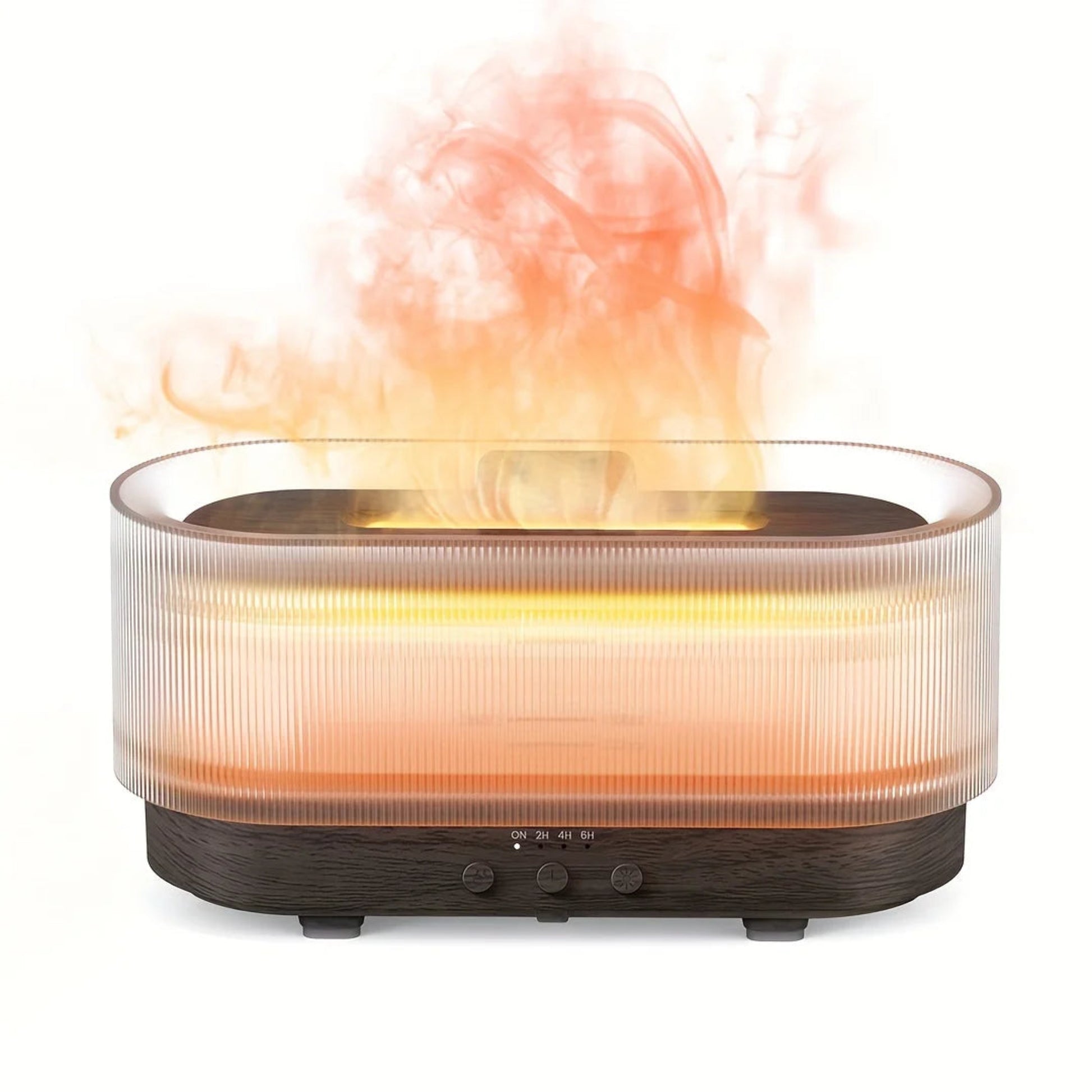 A diffuser with a warm glow on a white background