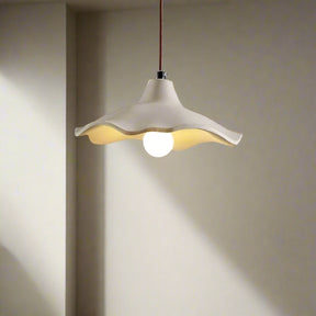 Lotus chandelier with dimensions and material details on a beige background