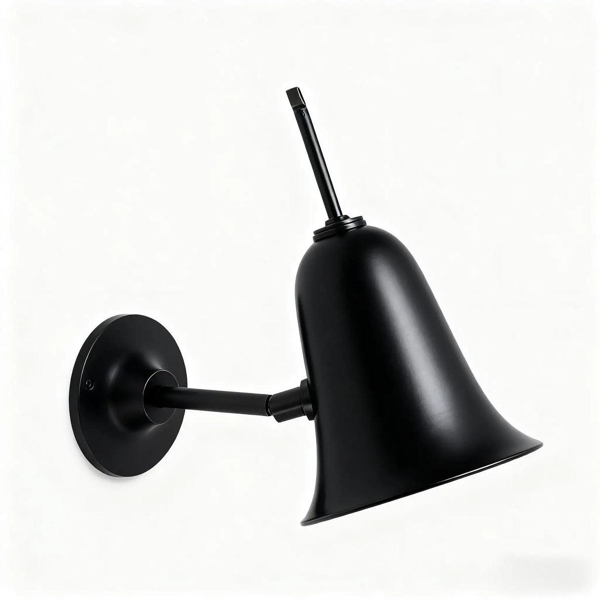 Black wall-mounted lamp on a white background