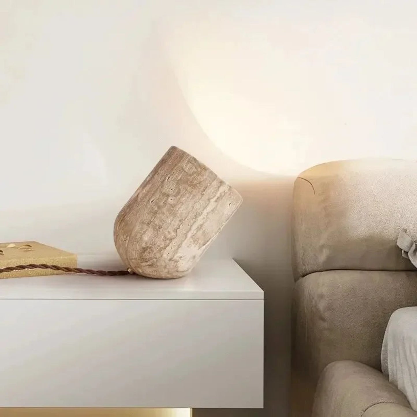 CavaGlow Travertine Table Lamp
