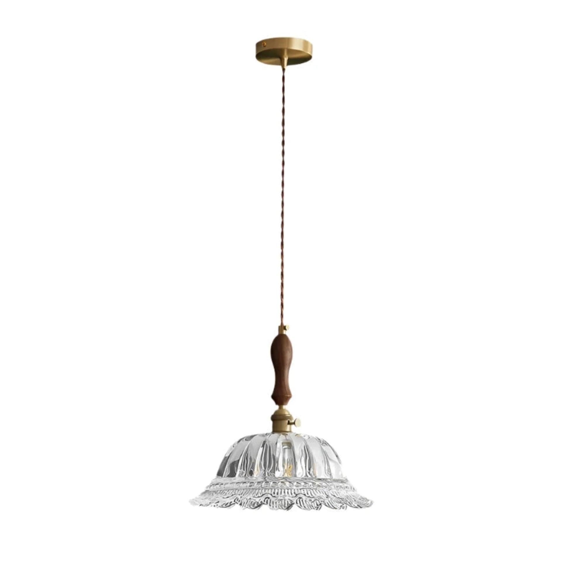 Elegant Walnut and Brass Pendant Light – LED Kitchen Pendant Lighting for Dining and Island, Adjustable Height Hanging Lamp 1