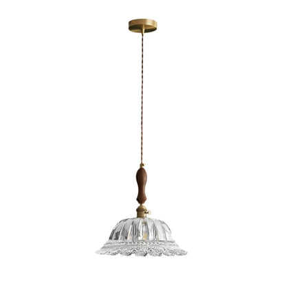 Elegant Walnut and Brass Pendant Light – LED Kitchen Pendant Lighting for Dining and Island, Adjustable Height Hanging Lamp 1