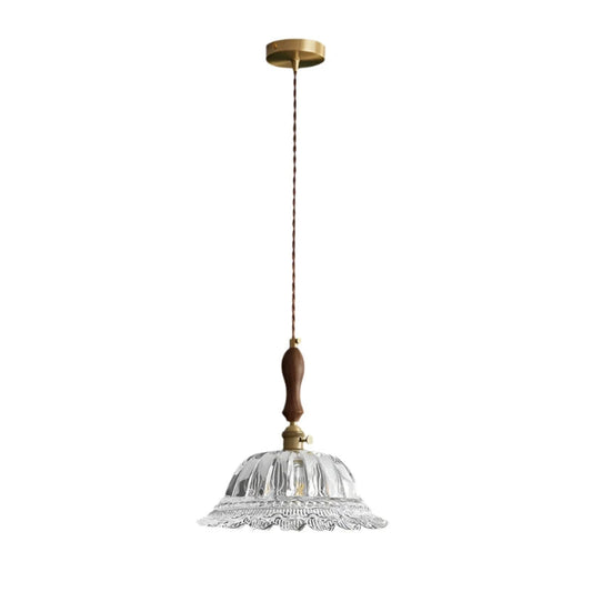 Elegant Walnut and Brass Pendant Light – LED Kitchen Pendant Lighting for Dining and Island, Adjustable Height Hanging Lamp 1