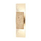 Rectangular wall sconce with textured beige finish on a white background