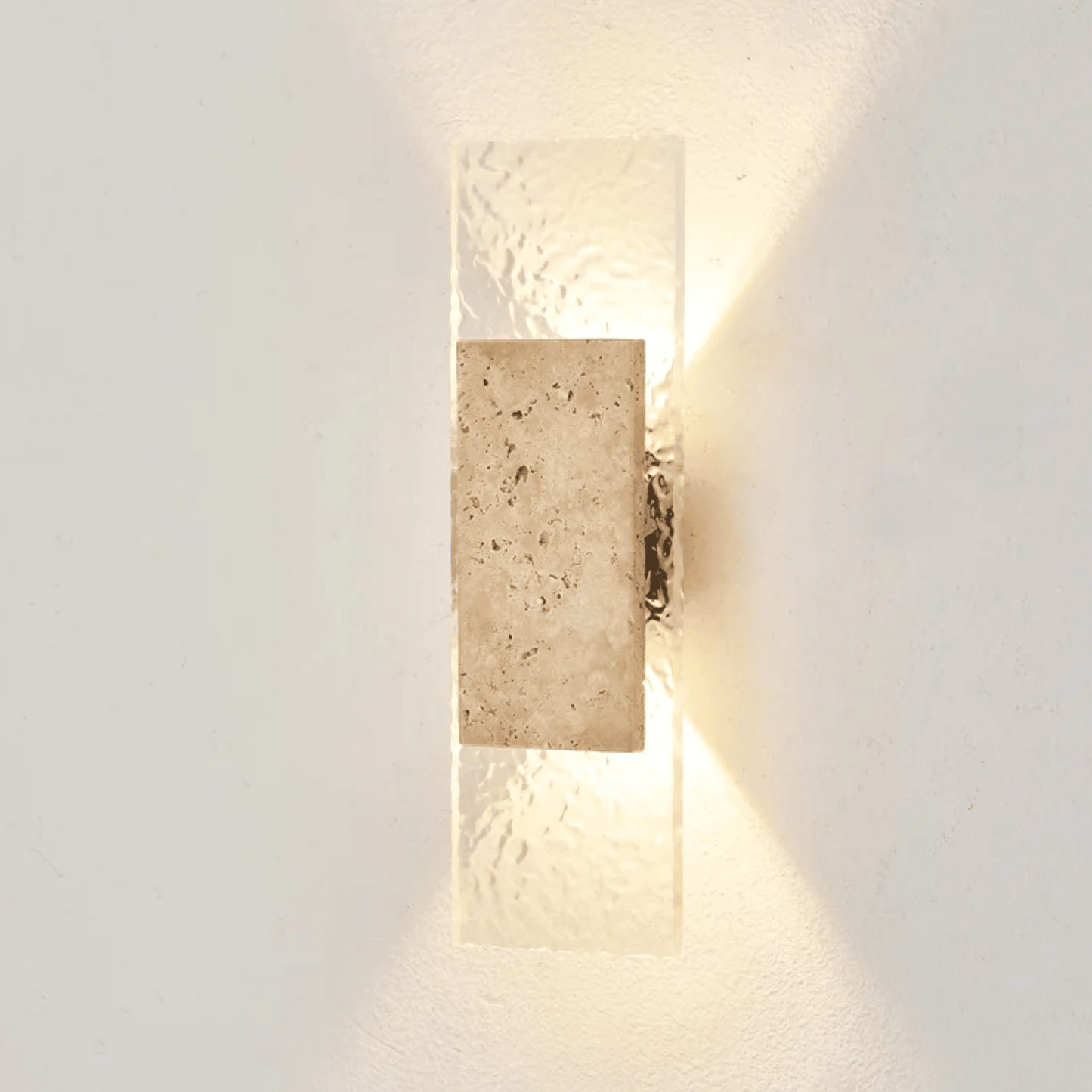 Square wall light fixture on a white wall