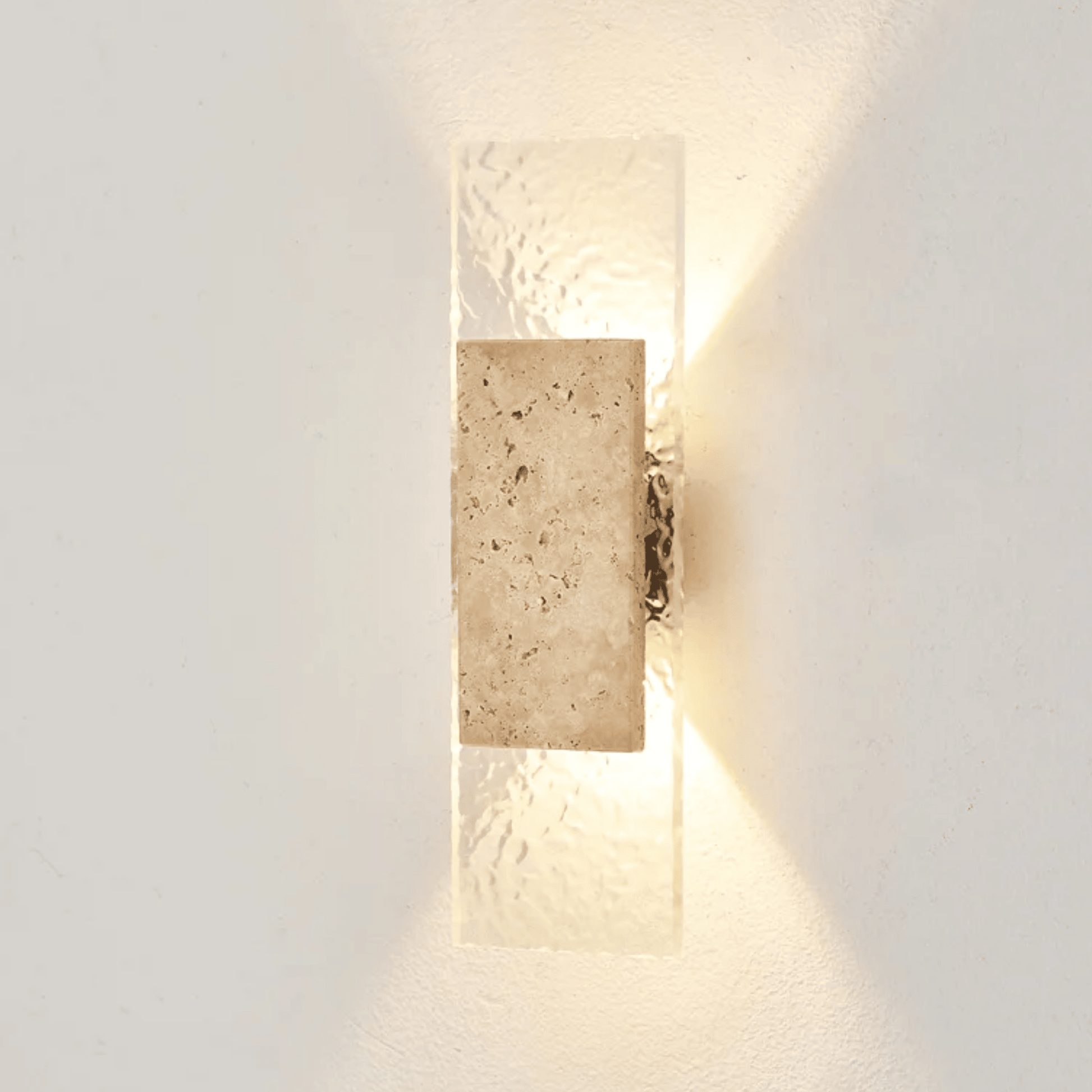 Square wall light fixture on a white wall
