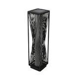 Black metal umbrella stand on a white background