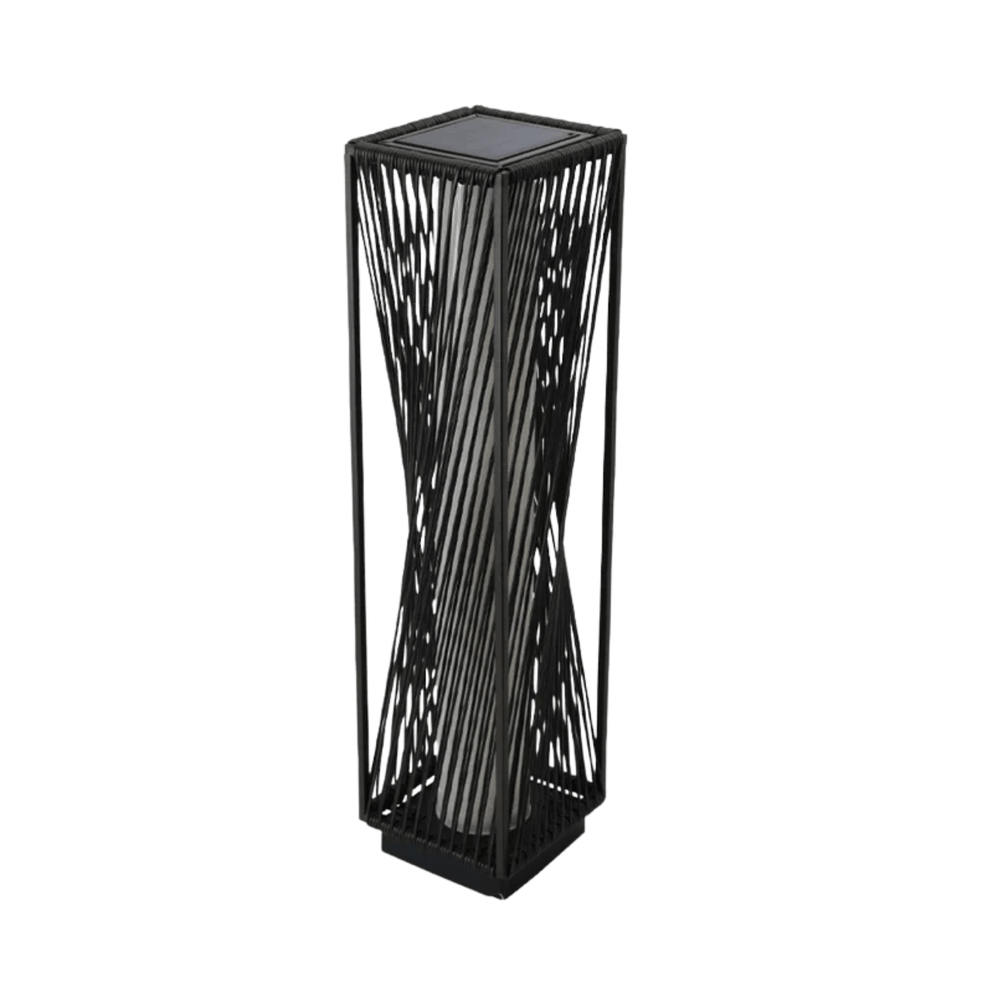 Black metal umbrella stand on a white background