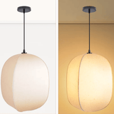 Pendant light fixture on a white background and with a yellow background.