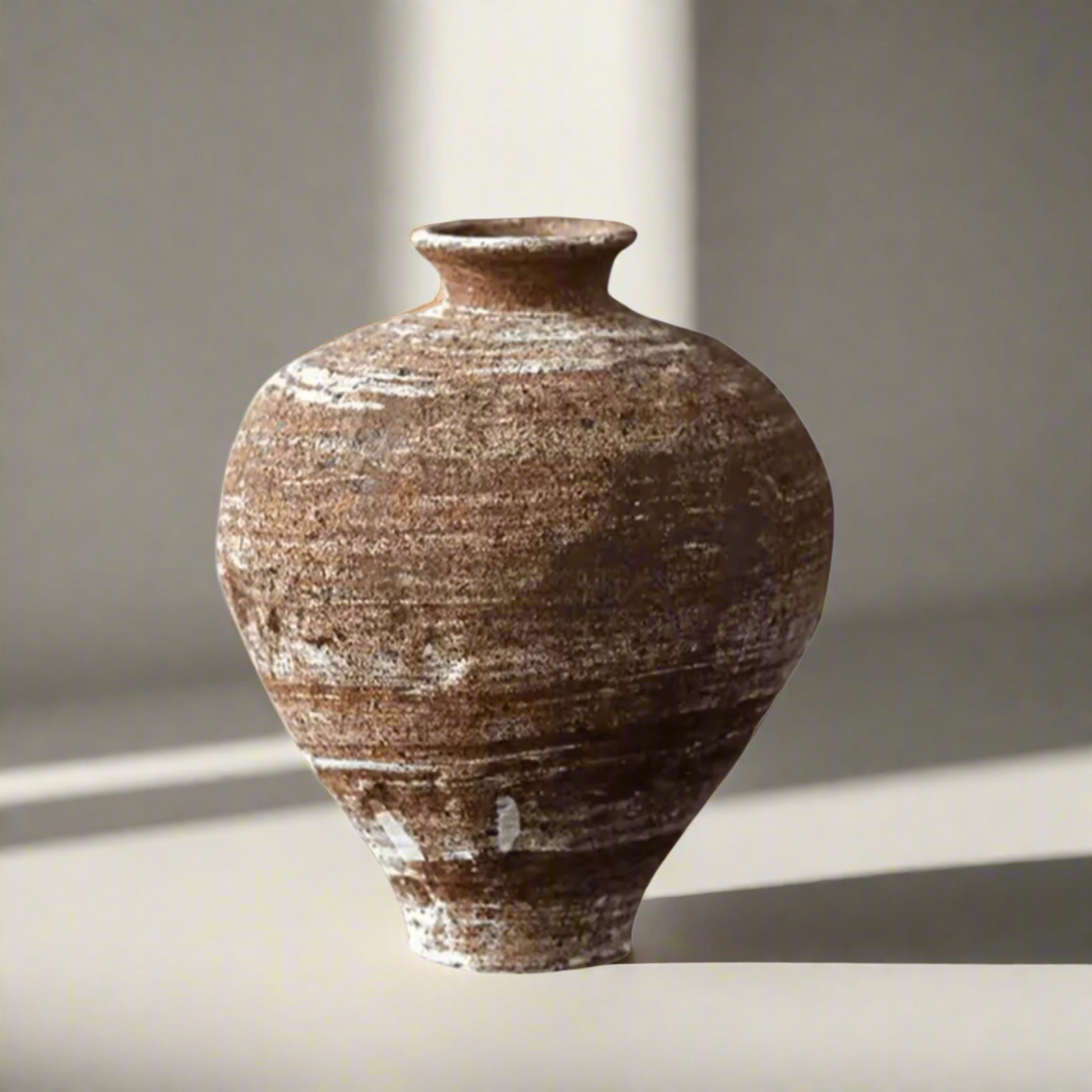 Brown ceramic vase on a white background