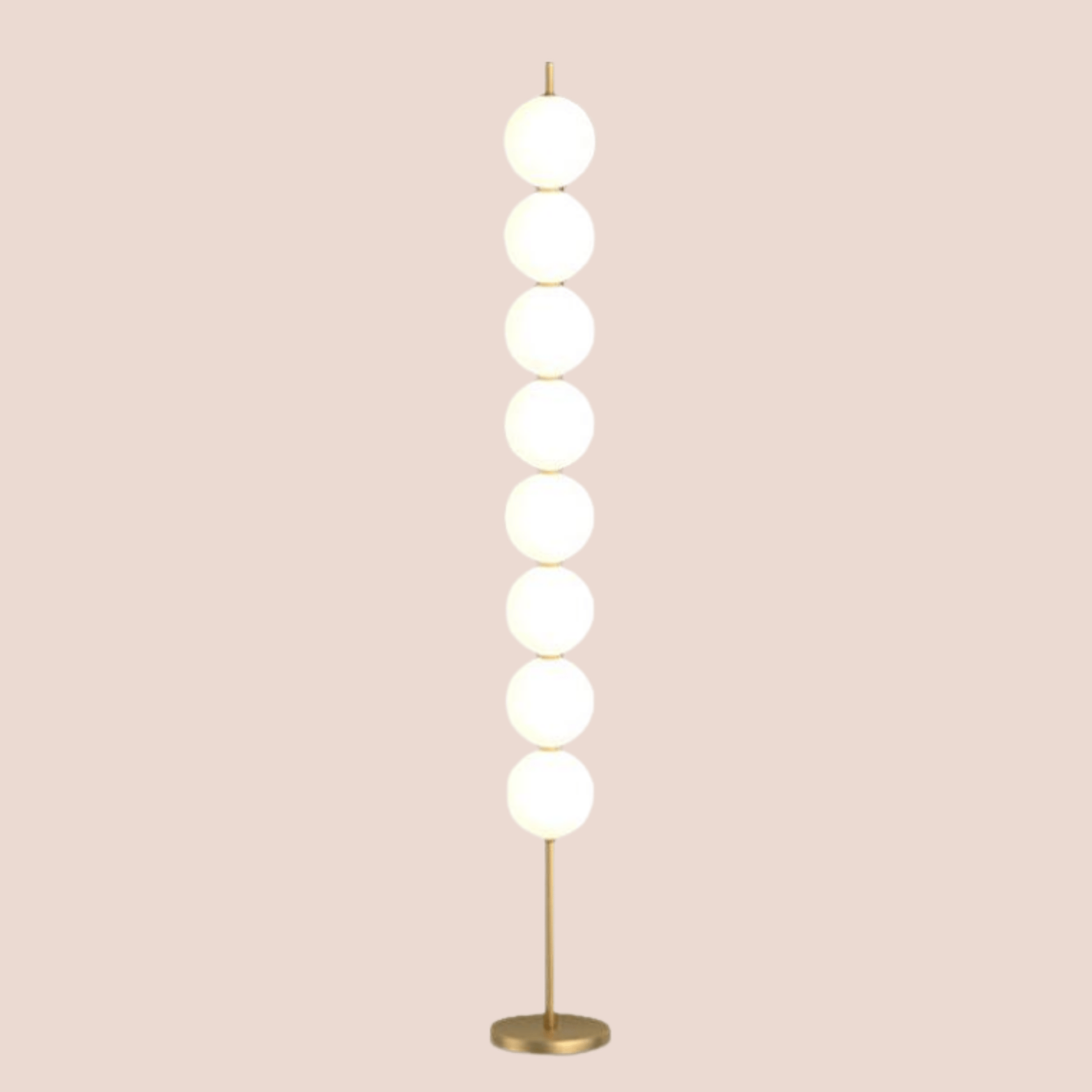 Modern floor lamp with round glass shades on a beige background