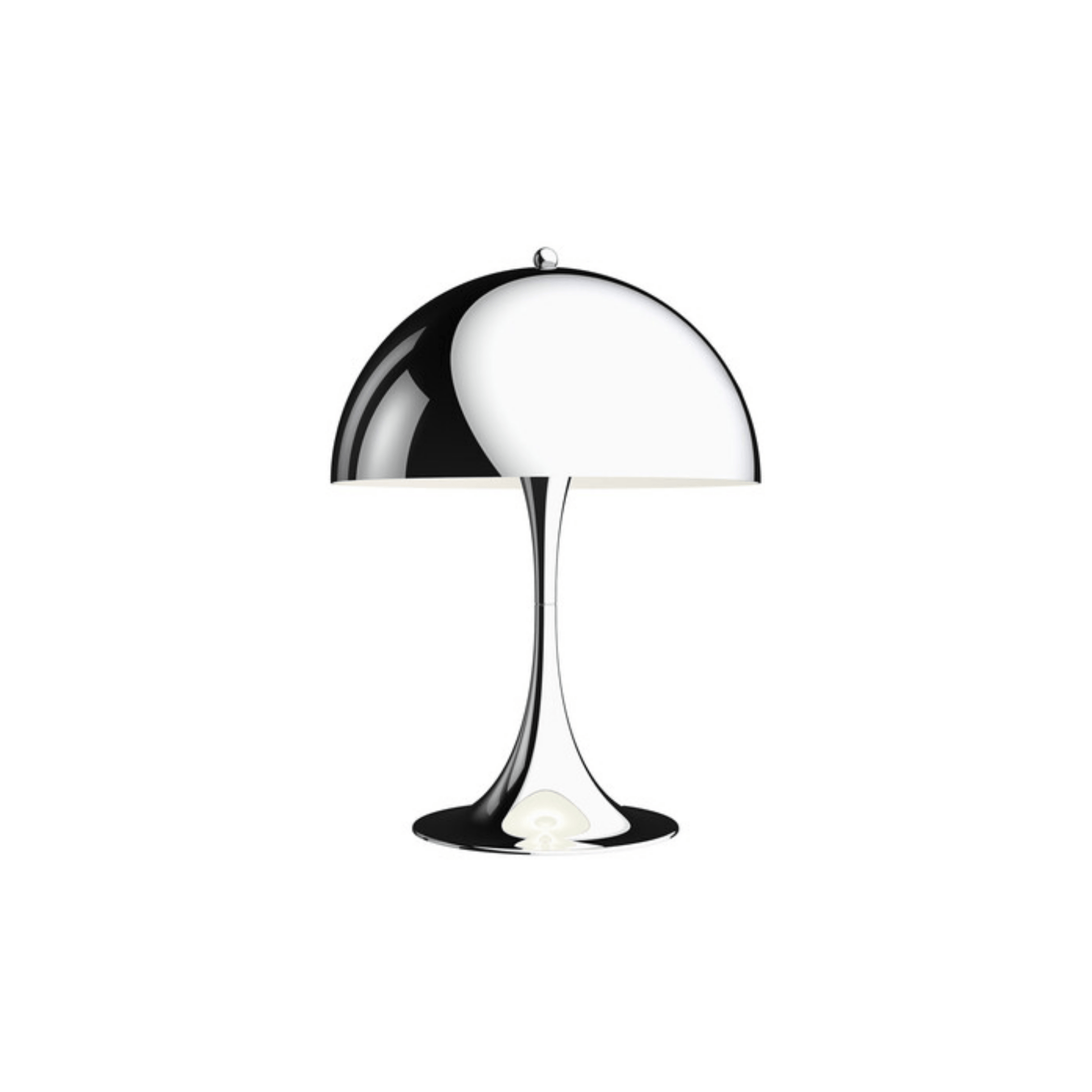 Modern table lamp with a black and white design on a white background