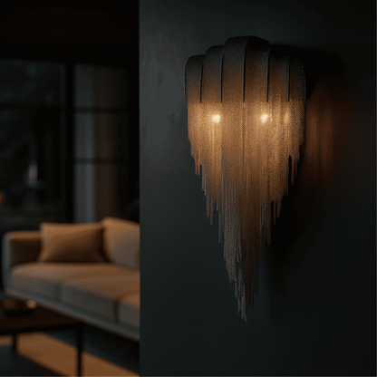 Decorative wall light fixture in a modern living room setting
