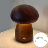 Charming LED Mushroom Night Light – Touch Sensor Wood Bedside Lamp, perfect for cozy bedrooms and delightful decor.