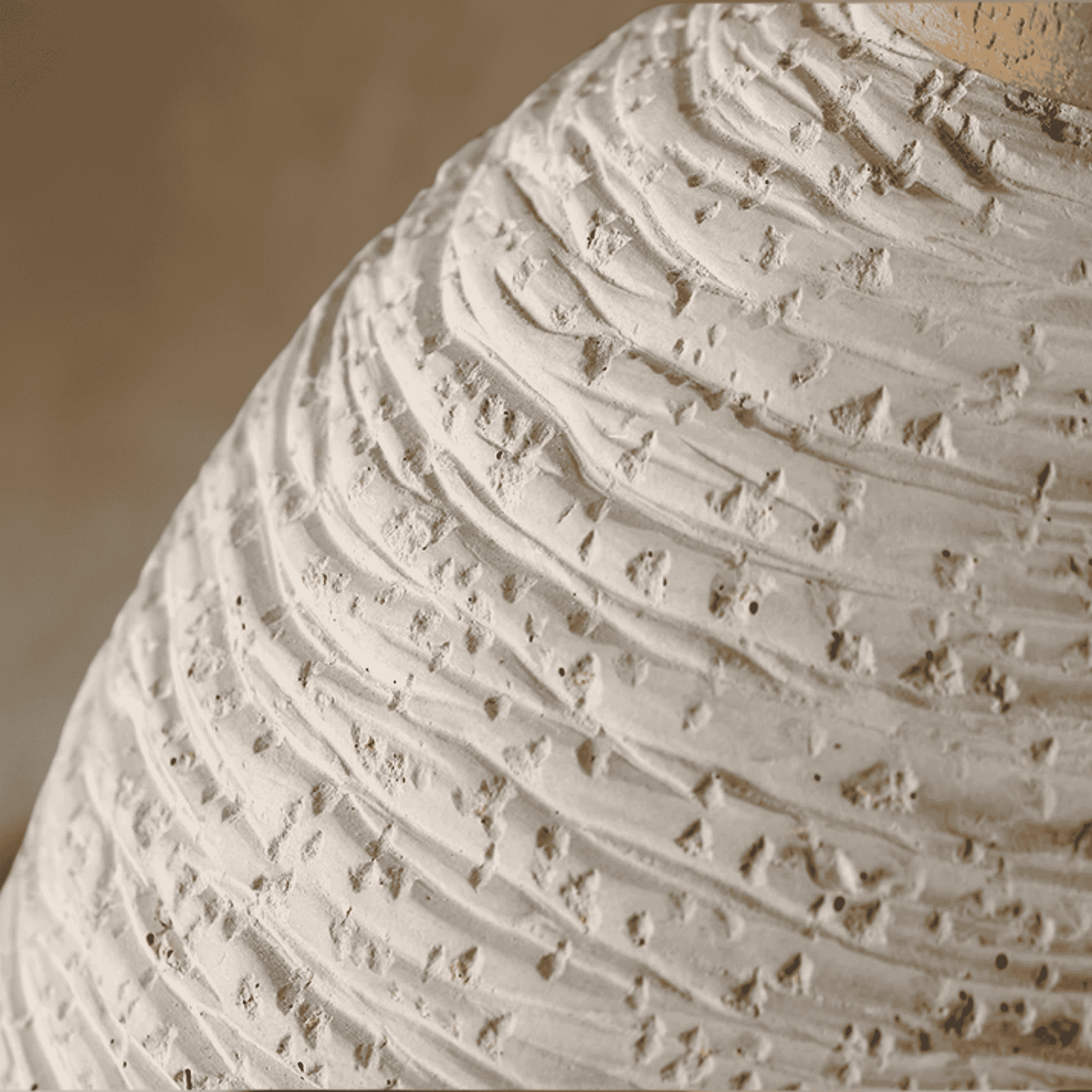 Close up of microconcrete light pendant