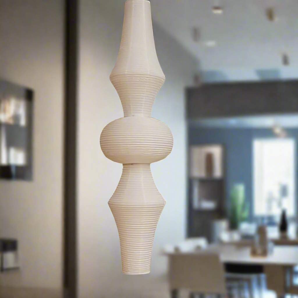 Beige textured vase on a white background
