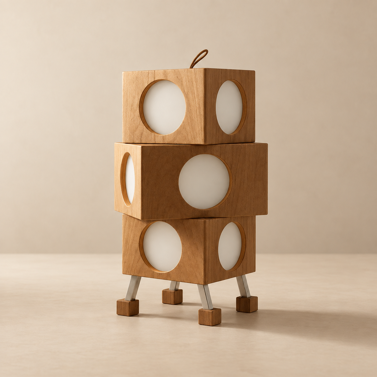 Rotbot Cherry Wood Robot Floor Lamp