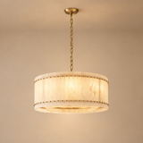 American Natural Alabaster and Brass Lighting – Round 60cm – premium beige background