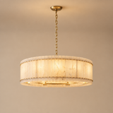 American Natural Alabaster and Brass Lighting – Round 80cm – premium beige background