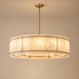 American Natural Alabaster and Brass Lighting – Round 100cm – premium beige background