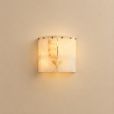 American Natural Alabaster and Brass Lighting – Wall Lamp A 25 × 20cm – premium beige background