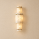 American Natural Alabaster and Brass Lighting – Wall Lamp C 32 × 95cm – premium beige background