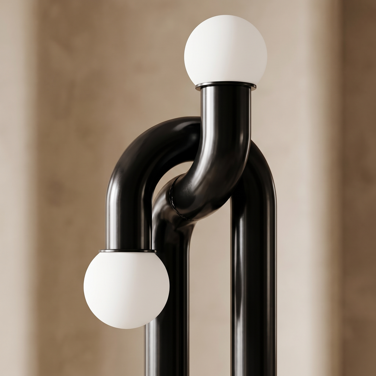 Arden Arc LED Floor Lamp – Black – Upper Loop and Globe Close-Up