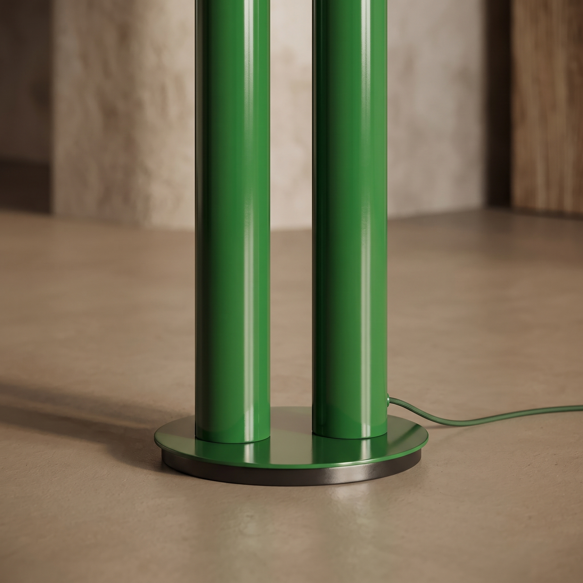 Arden Arc LED Floor Lamp – Green – Base and Tubular Body Close-Up