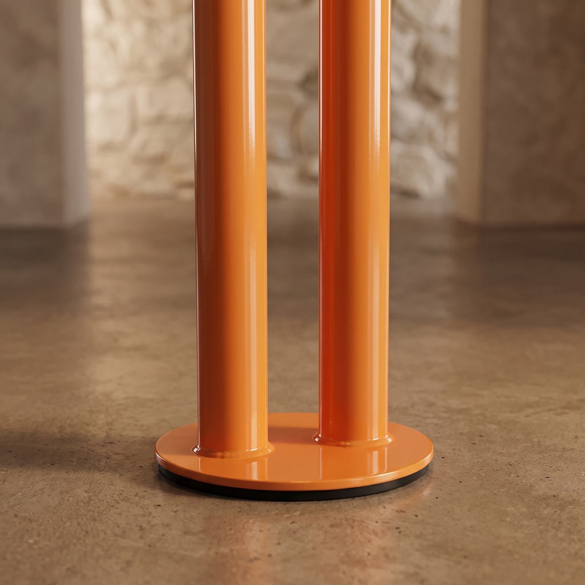 Arden Arc LED Floor Lamp – Orange – Base and Tubular Body Close-Up