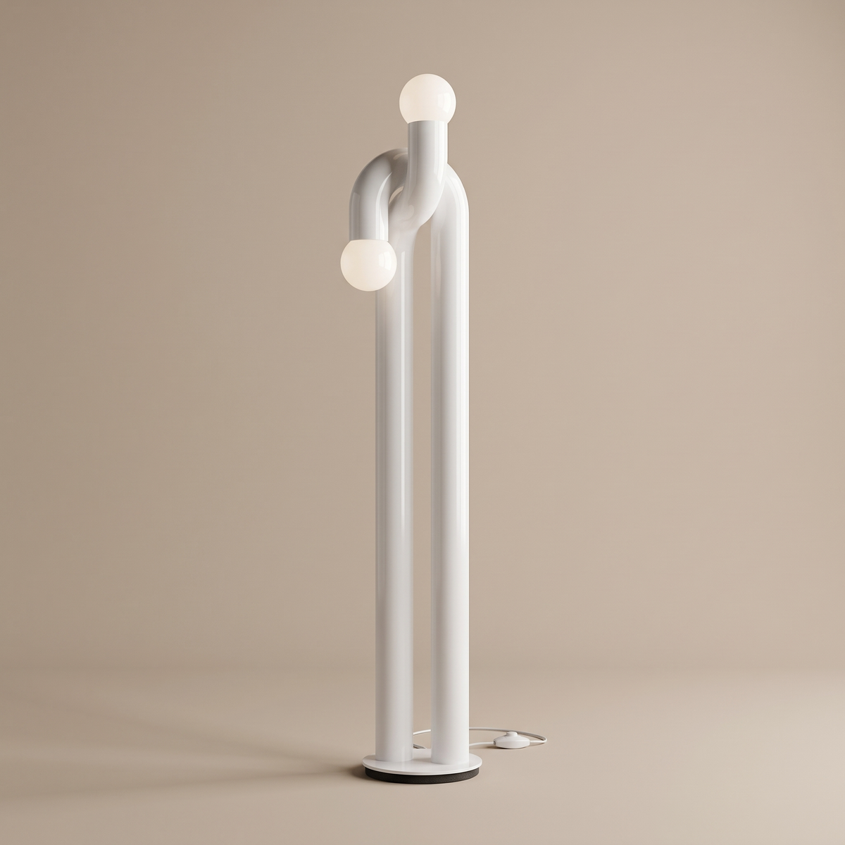 Arden Arc LED Floor Lamp – White – Premium Beige Studio