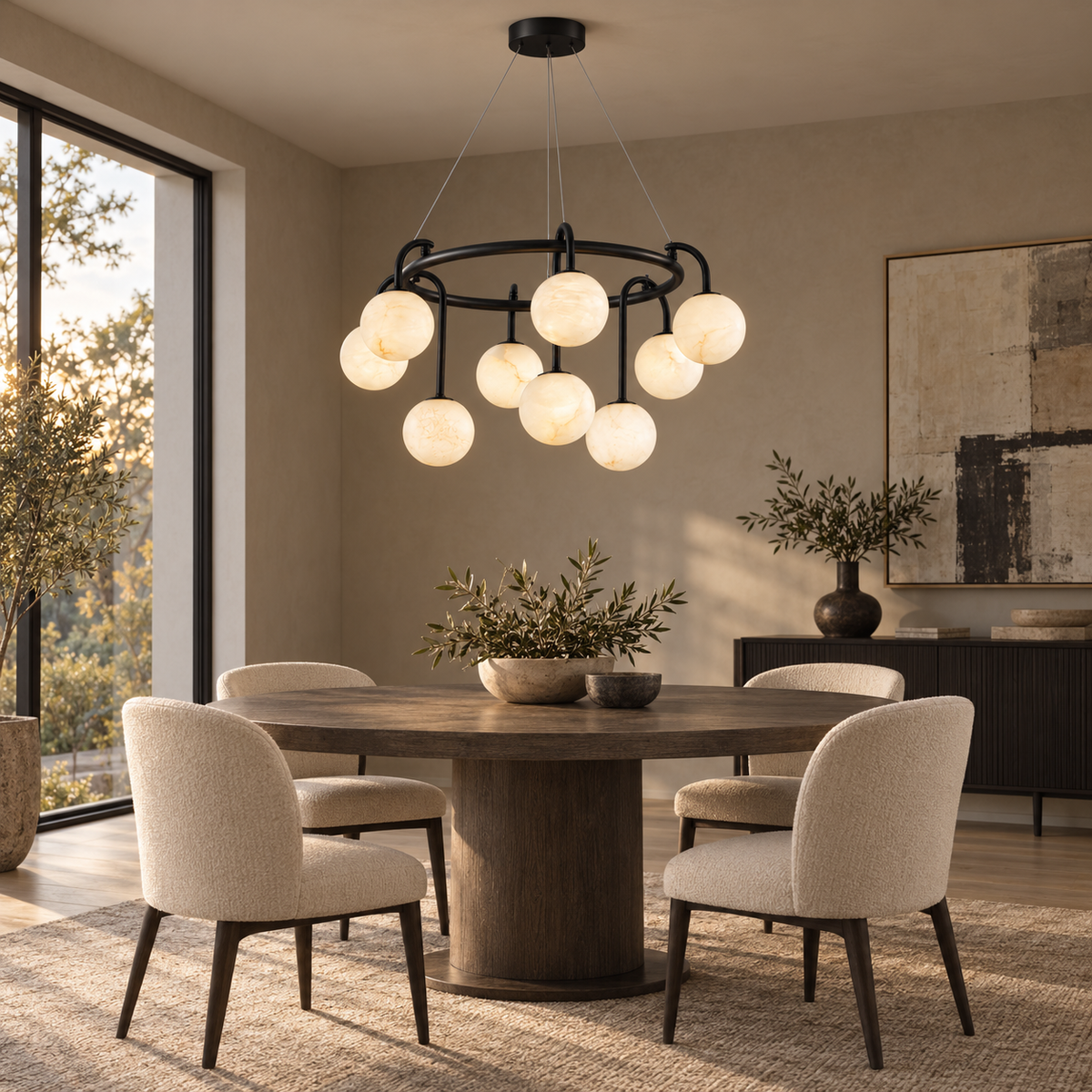 Alvara Round Alabaster Chandelier