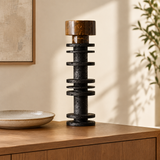 32 cm tall Large Black Marble Pillar Candlestick Luxury Travertine Stone Candle Holder for Wedding Dinning Party Table Centerpieces — lifestyle photograph