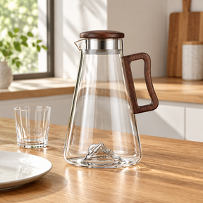 clear Large Capacity 2000ML Glass Cold Water Jug Heat Resistant Water Pot With Wooden Handle Filter Lid Juice Glass Pitcher Bottle — lifestyle photograph
