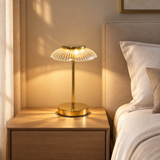 Style D fluted glass Ins Style Petal Shape Petal Table Lamp Vintage Retro Table Lamp Creative Mid-Century Accent Lamp Bedside — lifestyle photograph