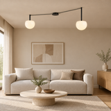 two head Minimalist Linear Ceiling Light Modern Spider Lamp Glass Shade for Bedroom Study Living Room Office Villa Indoor Home Lighting — lifestyle photograph